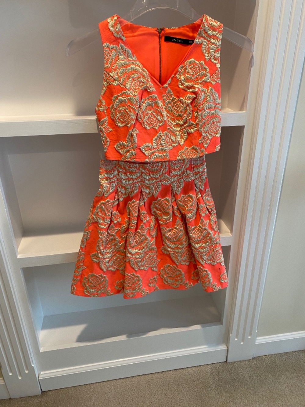 Ark & Co peach and gold 2 piece skirt/top summer outfit